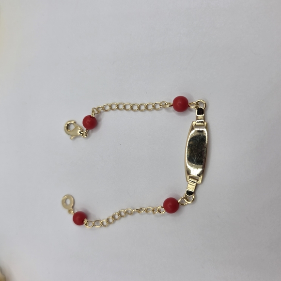 Gold and Red Minimalist Beaded Bracelet - Picture 1 of 11